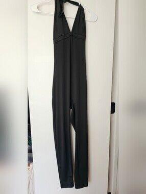 Black Jumpsuit With Tie Neck